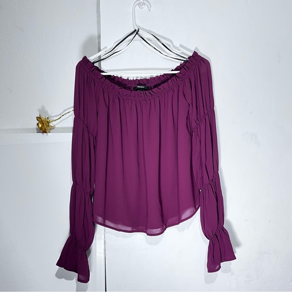 Forever 21 off the shoulder top burgundy : Box 007: - Picture 1 of 7